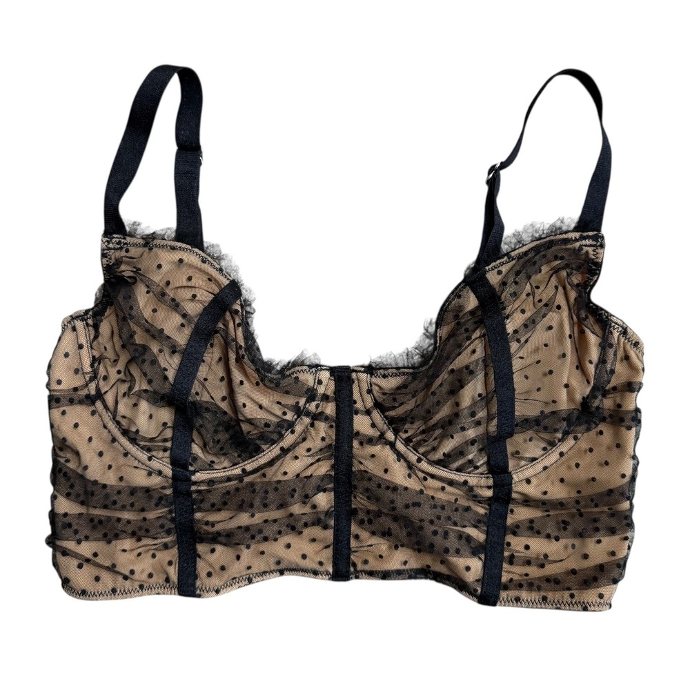 Thistle & Spire Polkadot Longline Bustier Bra 36D Sultry Dark Fairy
